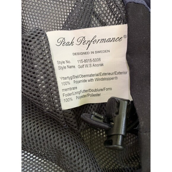 Peak Performance Windstopper Jacket Size XL 1/2 Zip Blue Black Sweden Mesh Lined - Picture 11 of 12